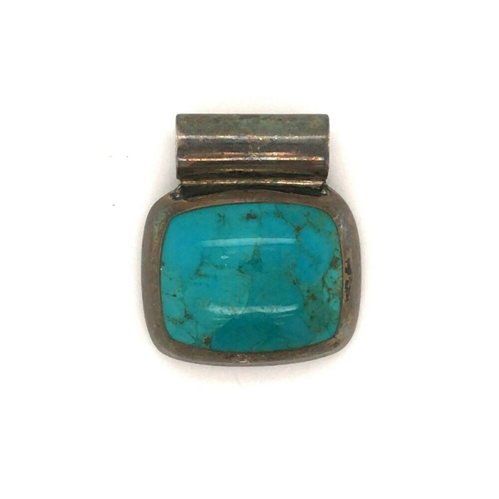 Estate Turquoise and Silver Pendant Necklace Accent